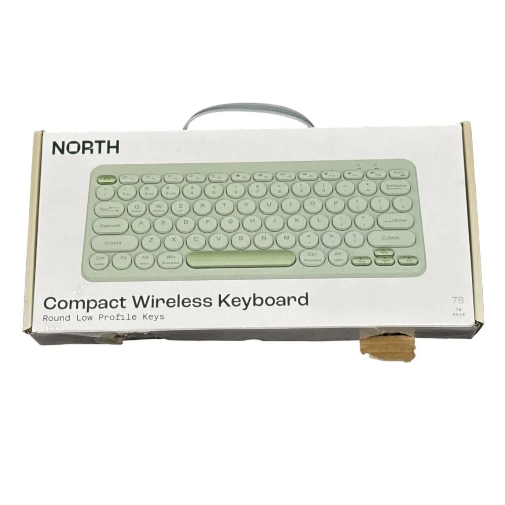NORTH Compact Wireless Keyboard 78 Keys Mint Green Round Low Profile Keys Dual 2